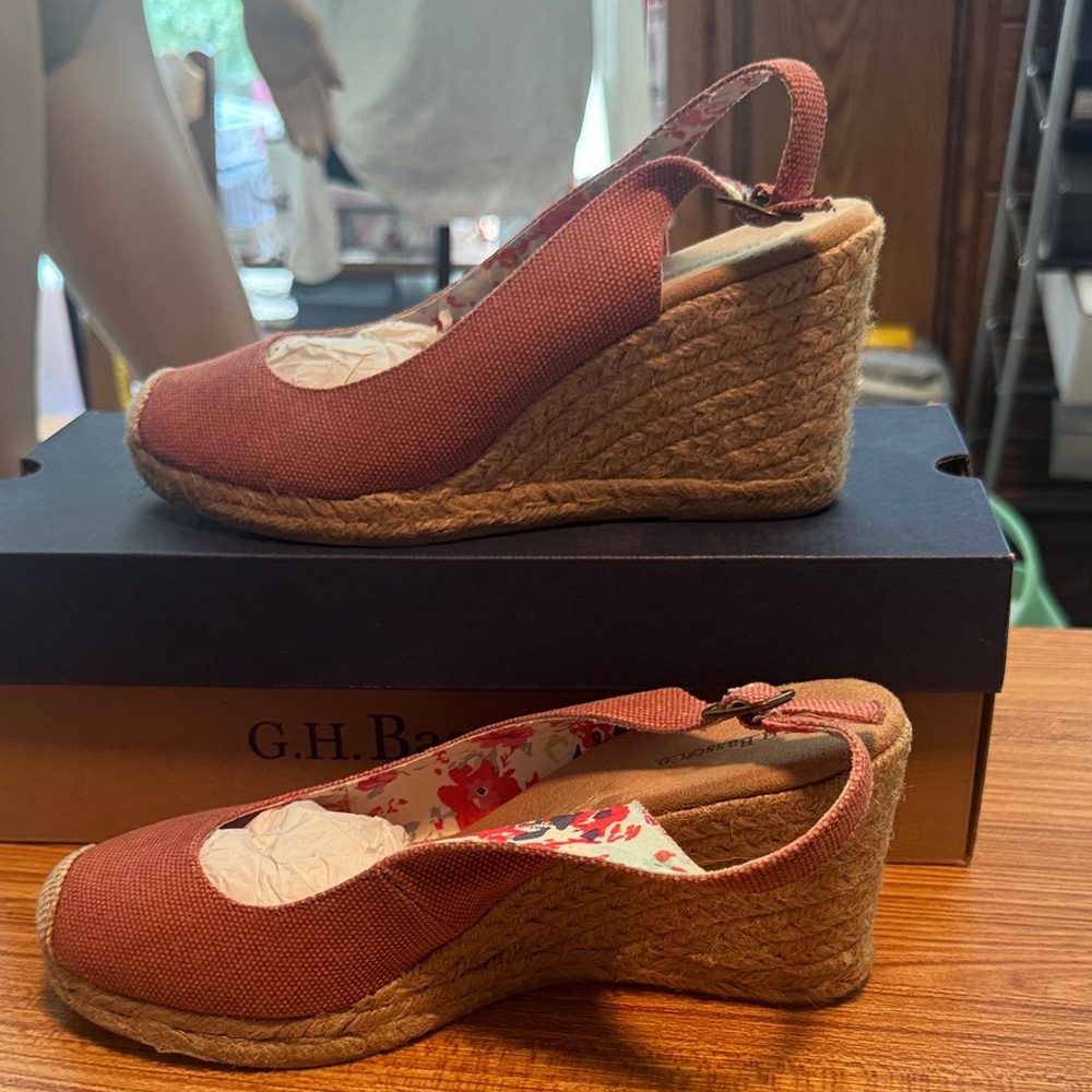 G.H. Bass & Co. Red Wedge Espadrilles
